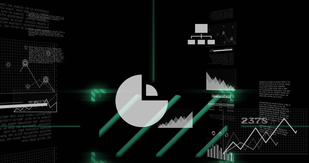 Abstract Digital Data and Graphs on Dark Background