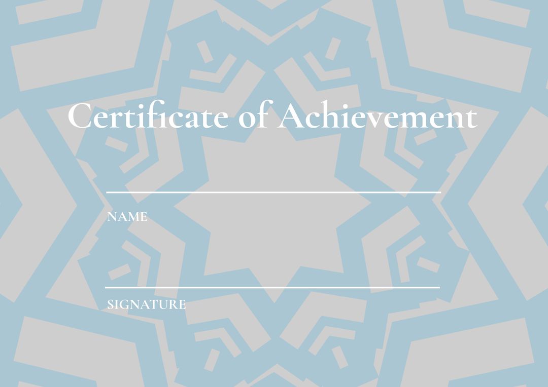 Elegant Certificate of Achievement Template with Star Pattern Background - Download Free Stock Templates Pikwizard.com