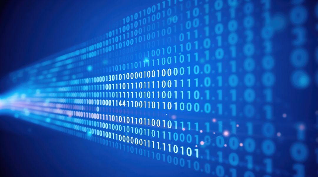 Streaming Binary Code with Glowing Digital Effects