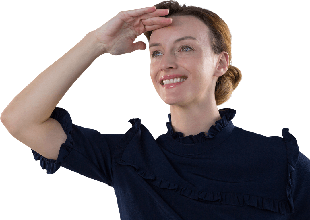 Joyful Woman Searching Transparent Background