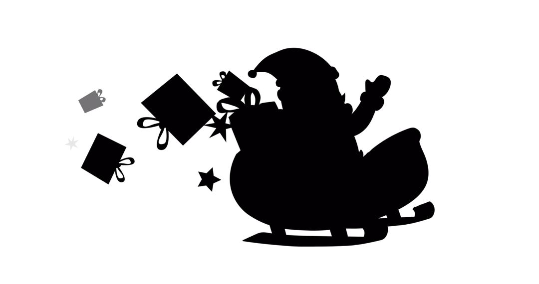 Santa Silhouette with Falling Gifts on White Background - Free Images, Stock Photos and Pictures on Pikwizard.com