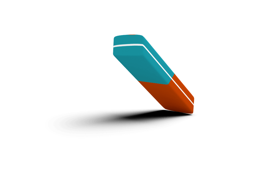 Digital Blue and Red Eraser on Transparent Background