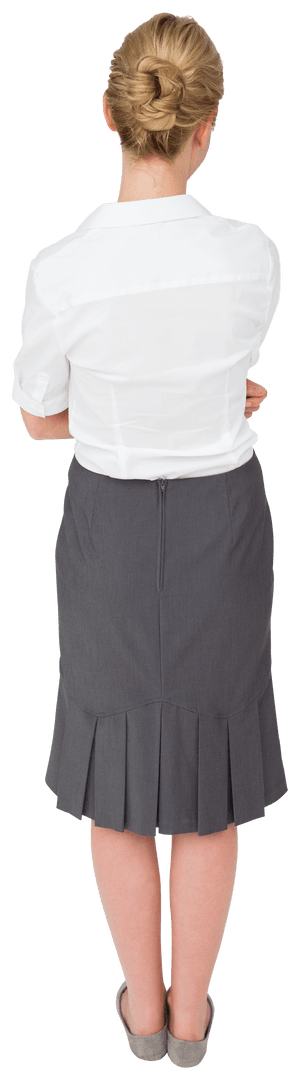 Rear View of Businesswoman on Transparent Background for Layouts