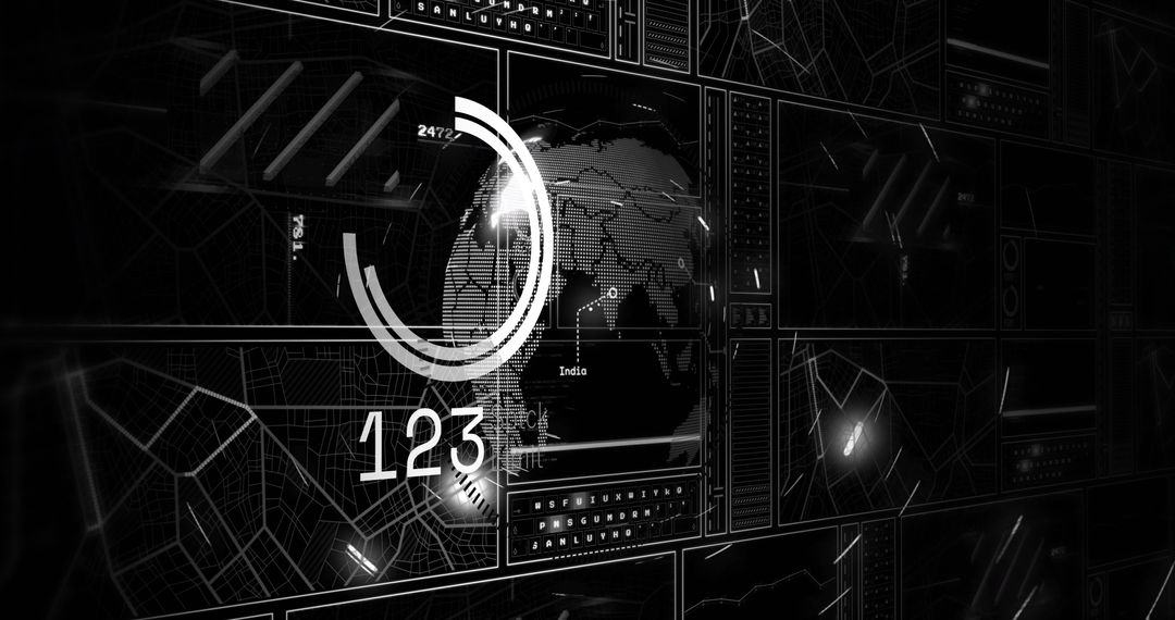 Digital Data World Map with Global Connections Visualization