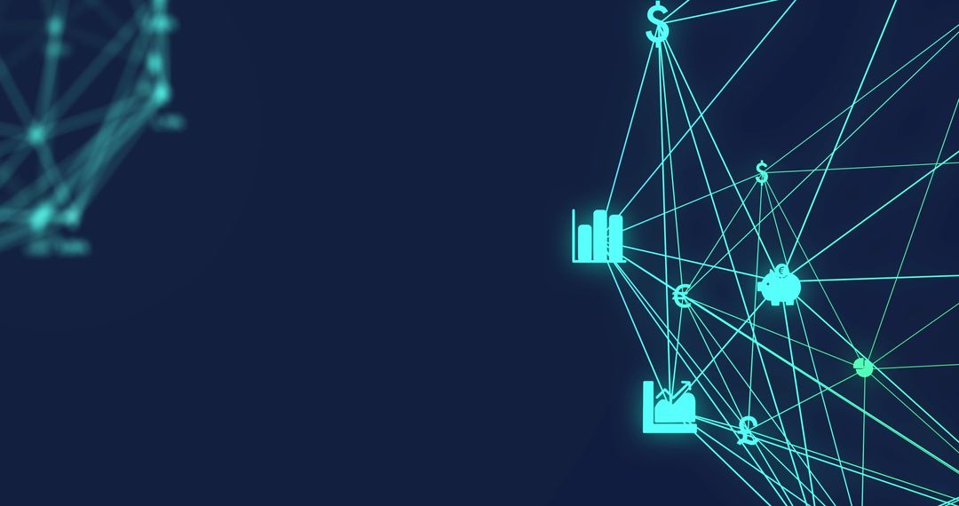 Digital Network with Icons on Blue Background