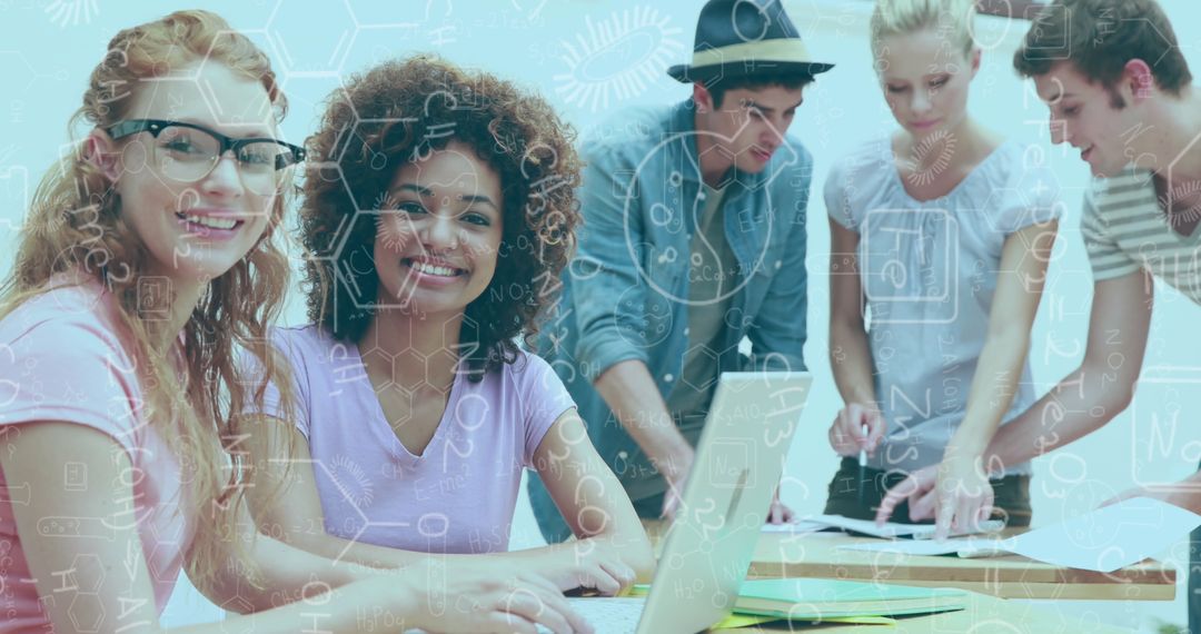 Diverse Group of Students Collaborating on Chemistry Project