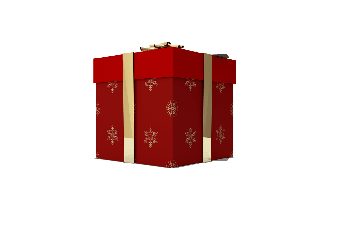 Transparent Holiday Gift Box with Red and Gold Design