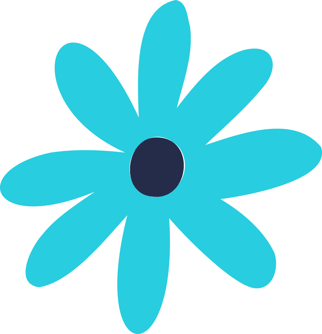 Modern Transparent Turquoise Daisy Flower with Dark Center
