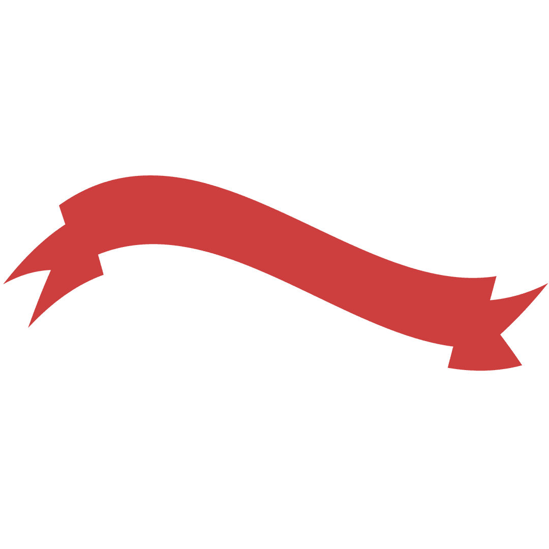 Curved Red Ribbon Banner on Transparent Background