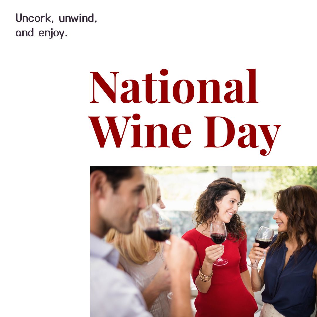 Friends Celebrating National Wine Day with Red Wine Glasses at Party - Download Free Stock Templates Pikwizard.com