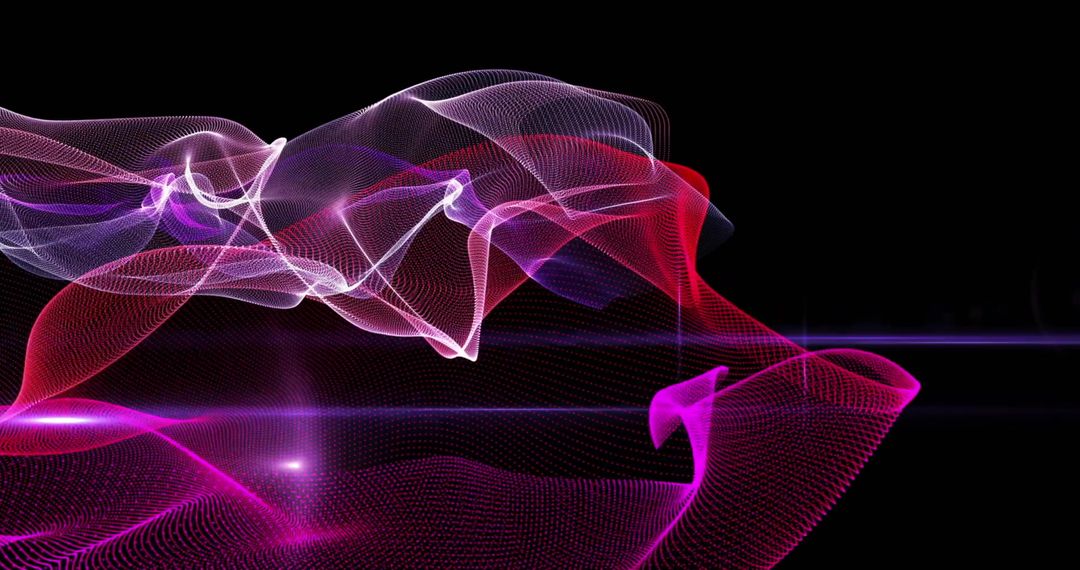 Abstract Wave of Colored Mesh Lines with Digital Tech Look