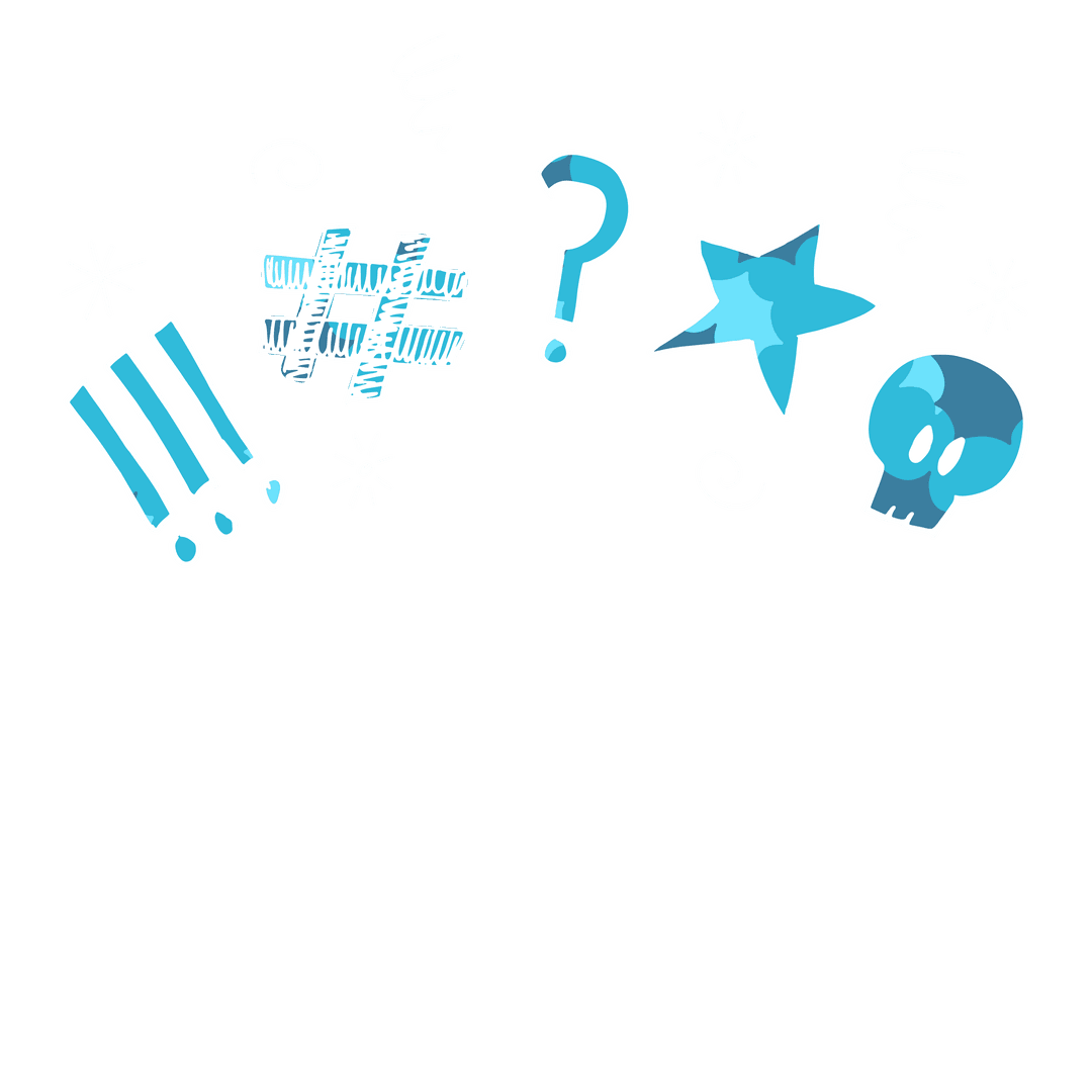 Stylish Iconic Shapes on Transparent Background with Skull and Star