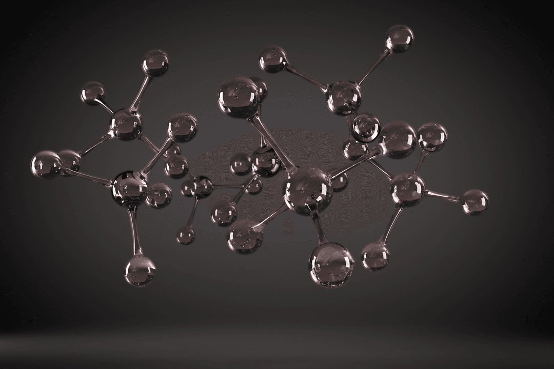 Transparent Glass-like Molecule Model with Black Background