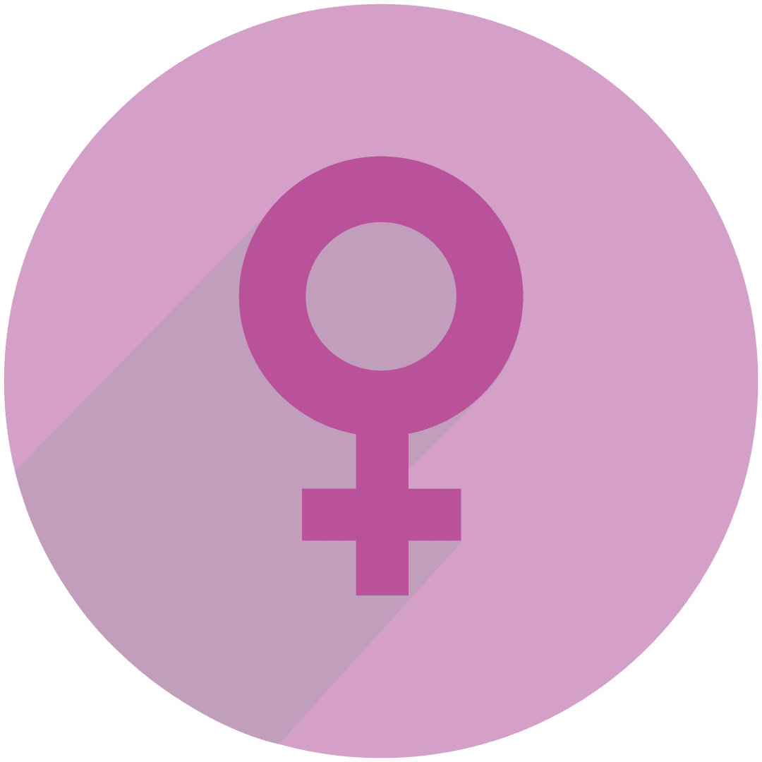 Pink Circle with Female Gender Symbol on Transparent Background