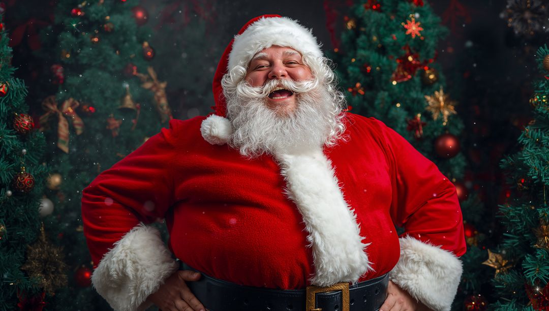 Jolly Santa Claus Spreading Holiday Cheer in Festive Setting