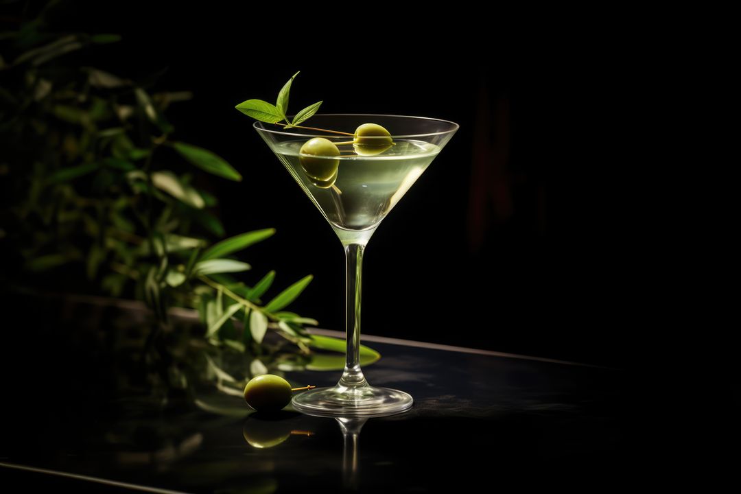 Classic Martini with Green Olives on Dark Background - Free Images, Stock Photos and Pictures on Pikwizard.com