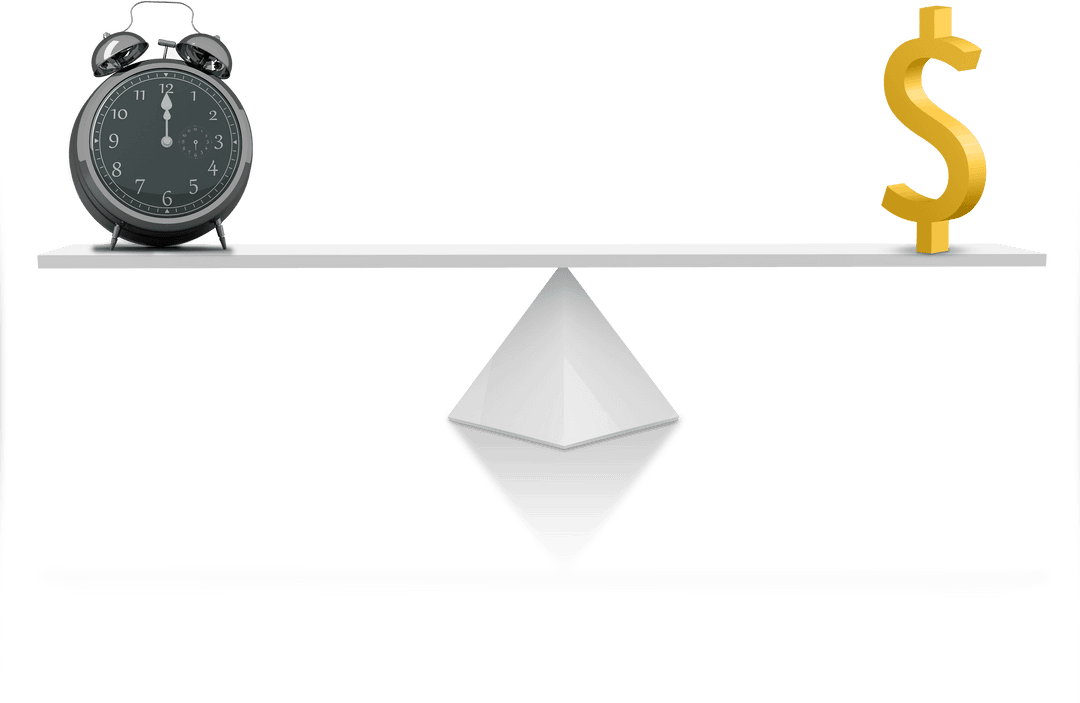 Time Versus Money Balanced on Transparent Scale