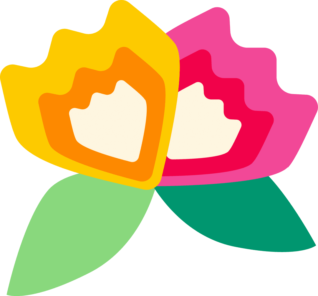 Abstract Flowers with Layered Petals on Transparent Background