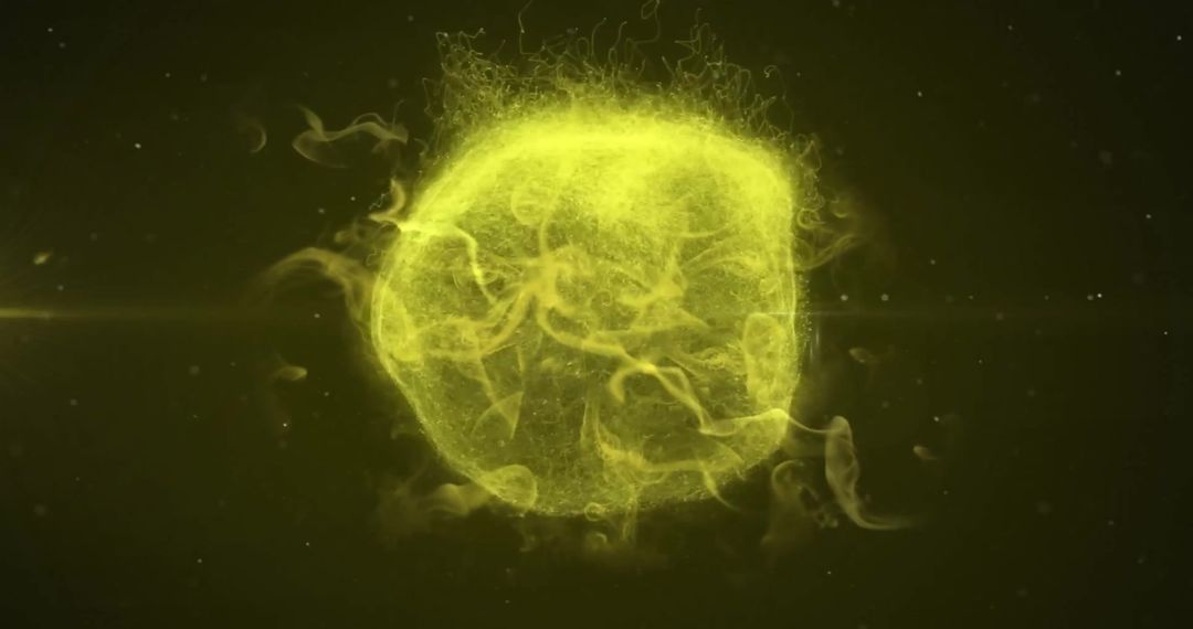 Glowing Yellow Energy Orb with Dynamic Light Trails