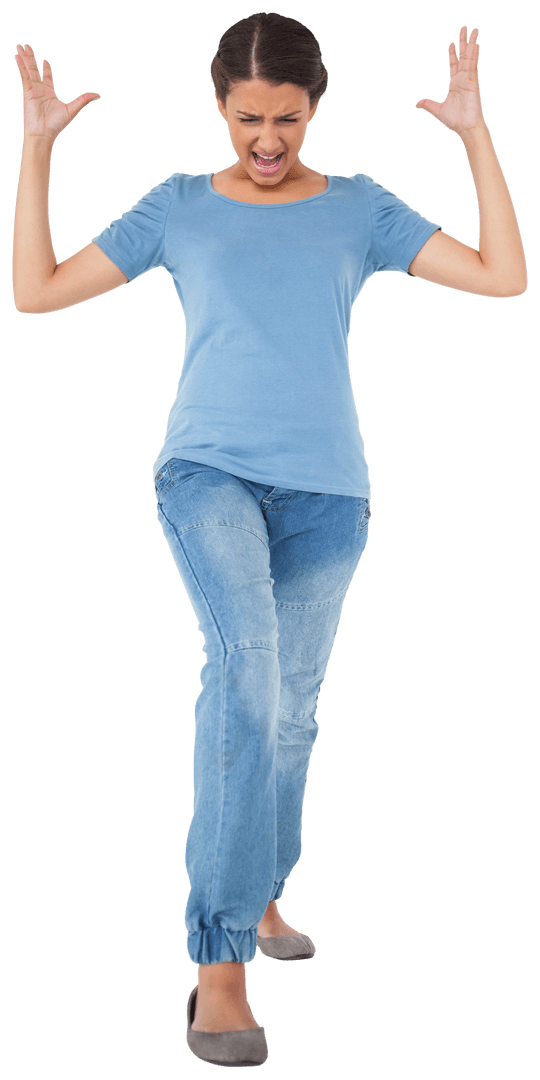 Transparent Angry Caucasian Woman Expressing Frustration