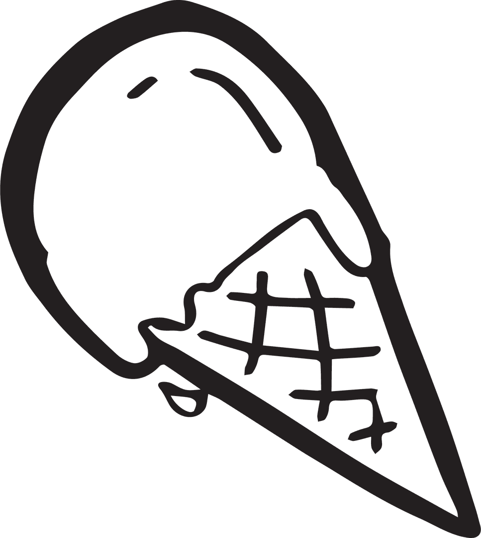 Hand-Drawn Ice Cream Cone Clipart on Transparent Background