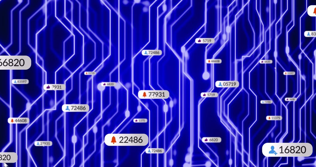 Digital Connections with Media Icons Over Network Grid