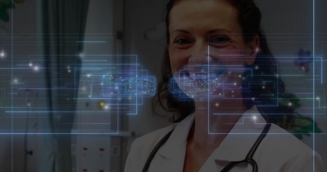 Smiling Doctor Encodes Digital Data Healthcare Technology Interface