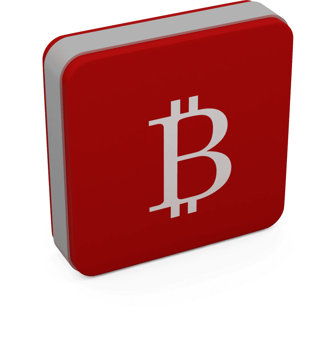 Transparent Red Bitcoin Symbol Cube Vector Illustration