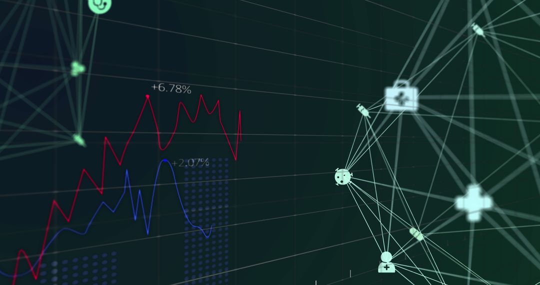 Digital network connections and data analytics interface concept