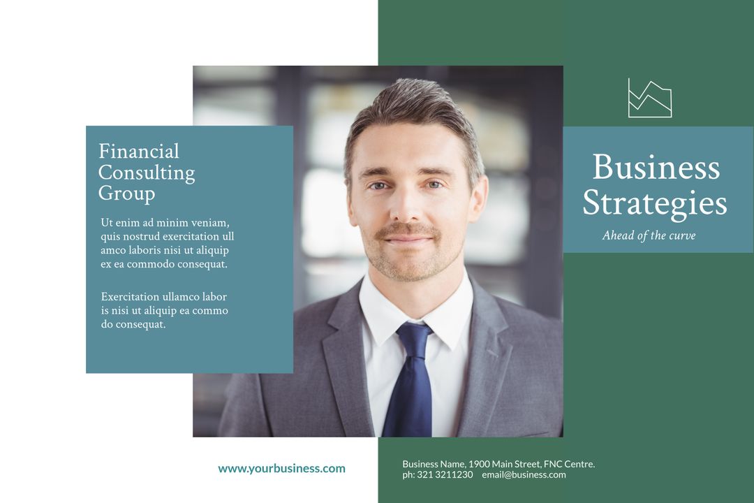 Confident Businessman Promoting Professional Financial Consulting Services