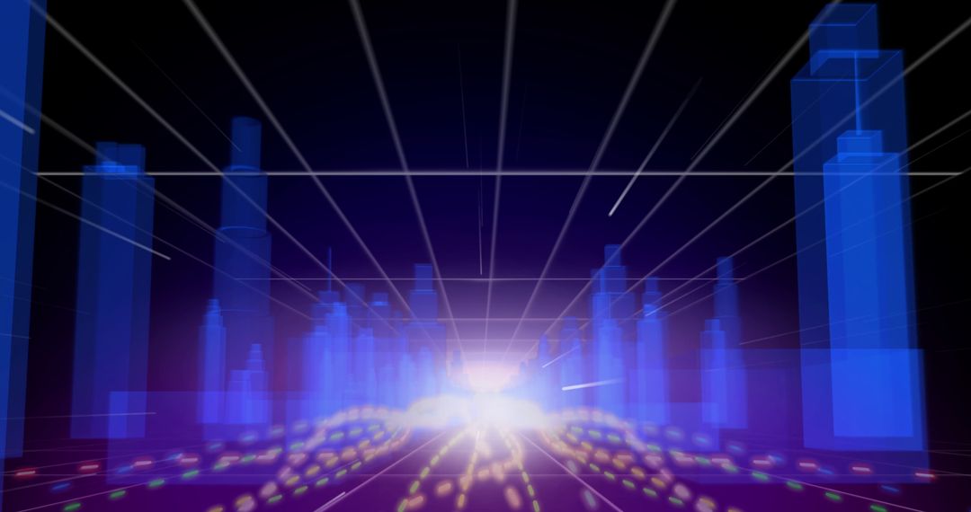 Futuristic Metaverse City with Radiant Light in Virtual Reality