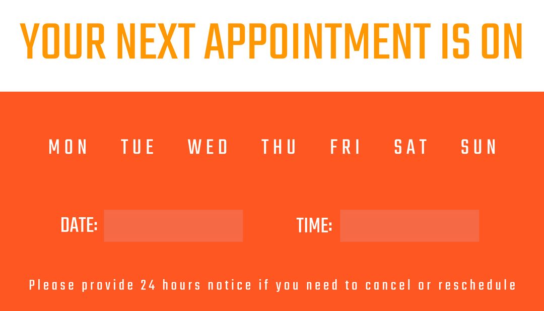 Bright Orange Appointment Reminder Template with Date and Time Fields - Download Free Stock Templates Pikwizard.com