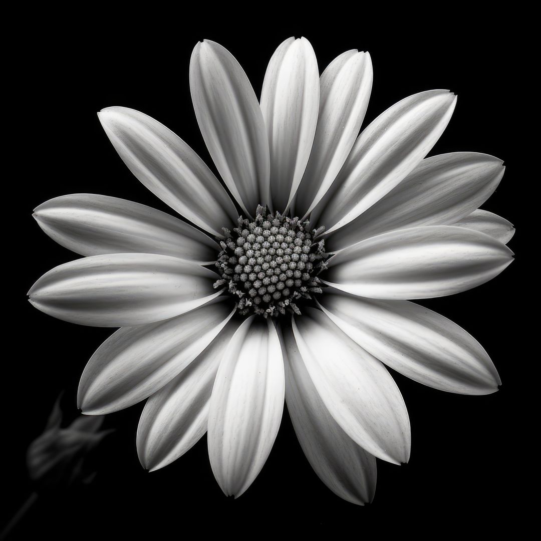 Black and White Macro of a Perfectly Symmetrical Flower - Free Images, Stock Photos and Pictures on Pikwizard.com
