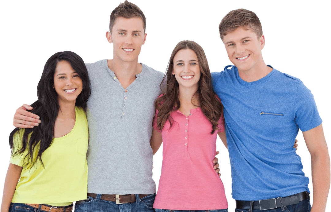 Transparent Background Happy Diverse Friends Group Smiling