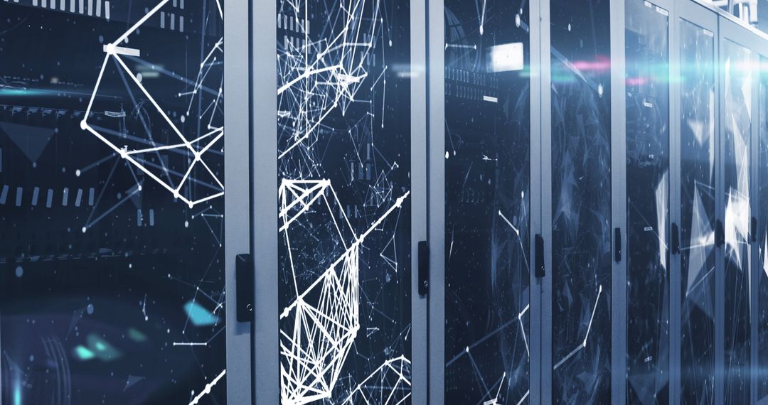 Futuristic Server Room with Digital Interface Design