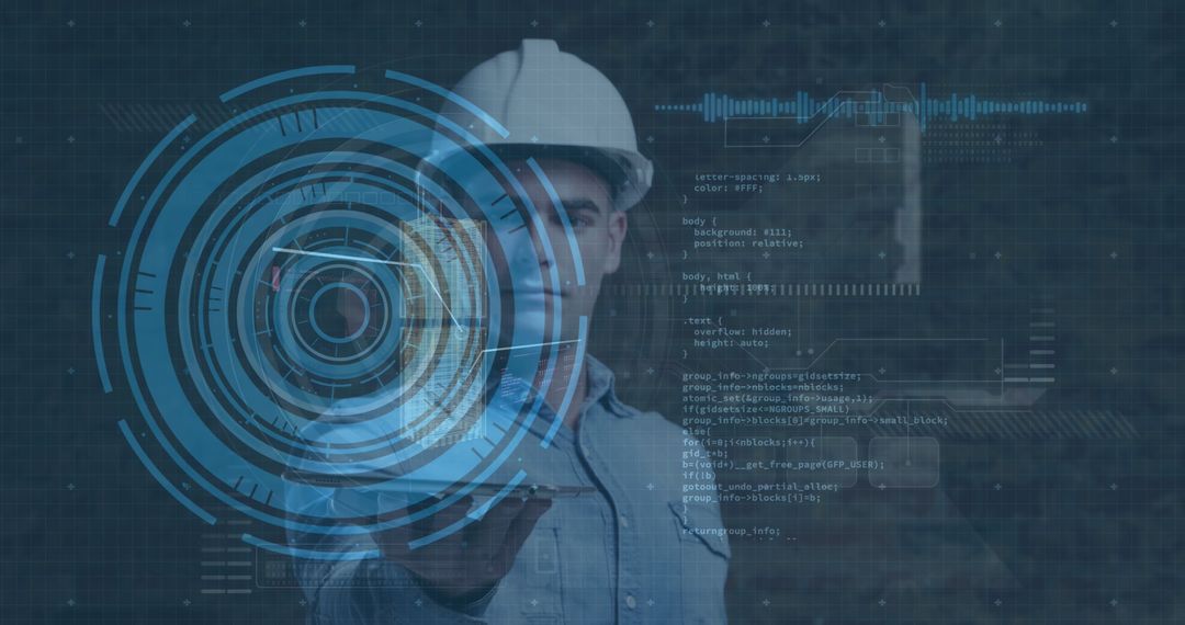 Engineer Using Augmented Reality Glasses for Data Visualization