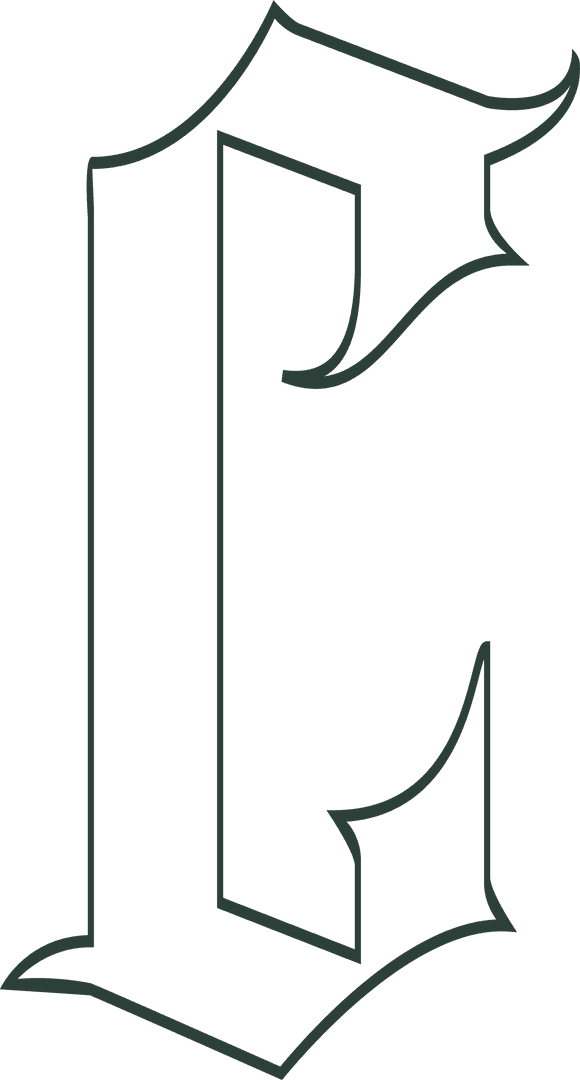 Gothic Stylistic Letter L on Transparent Background with Copy Space