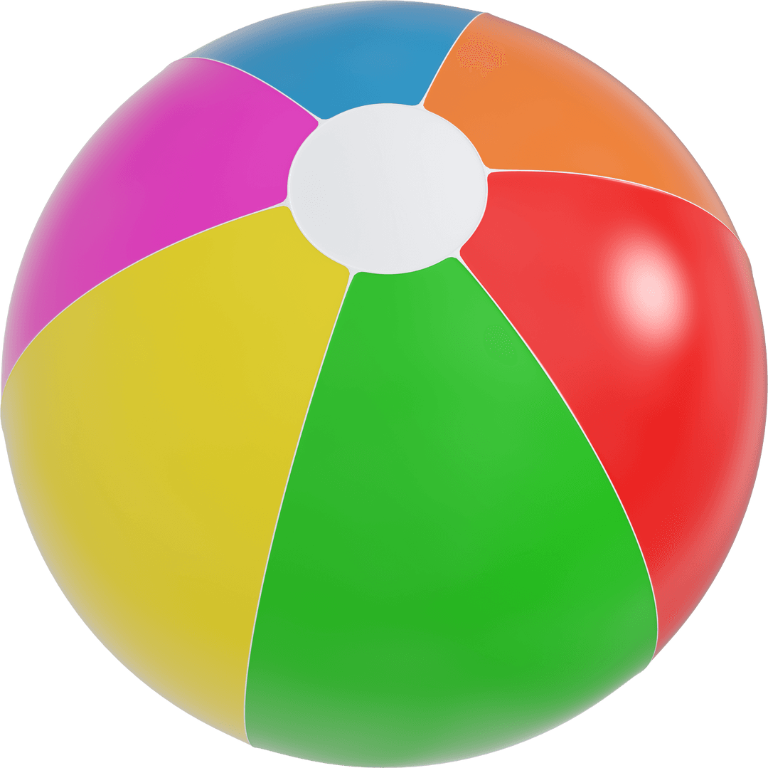 Colorful Beach Ball on Transparent Background for Summer Designs