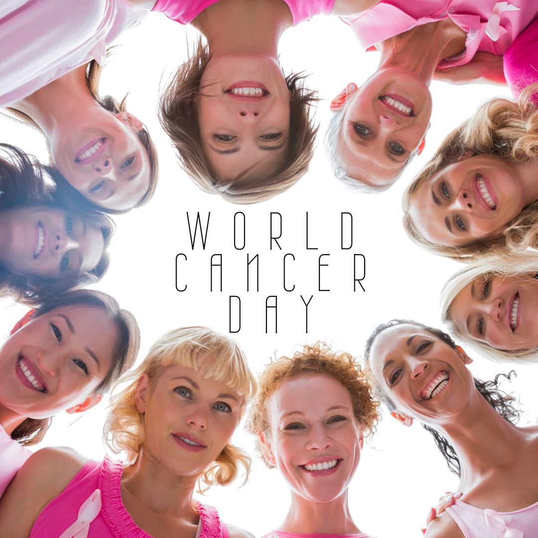 Diverse Group of Women Supporting World Cancer Day in Pink