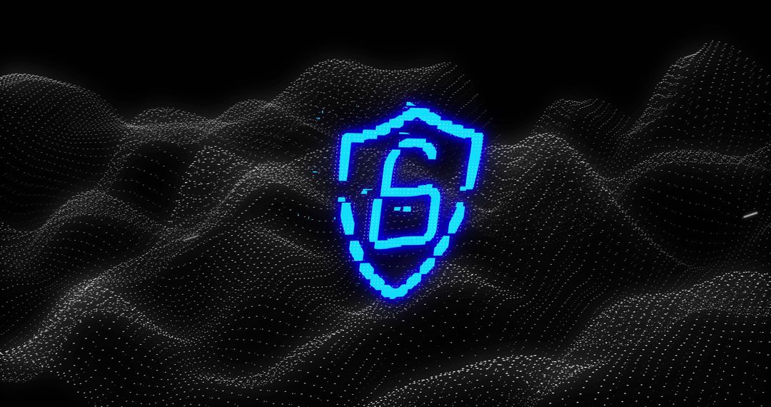 Glowing Blue Encryption Shield on Digital Network