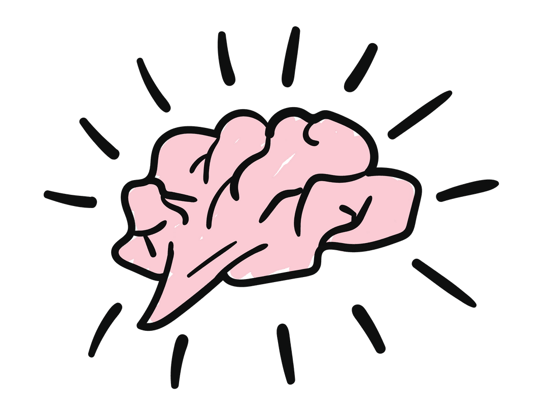 Pink Brain Illustration Icon on Transparent Background