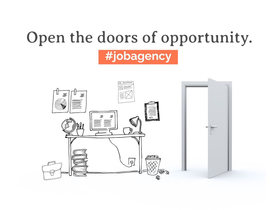 Open Door Concept with Cluttered Desk Illustrating New Career Opportunities