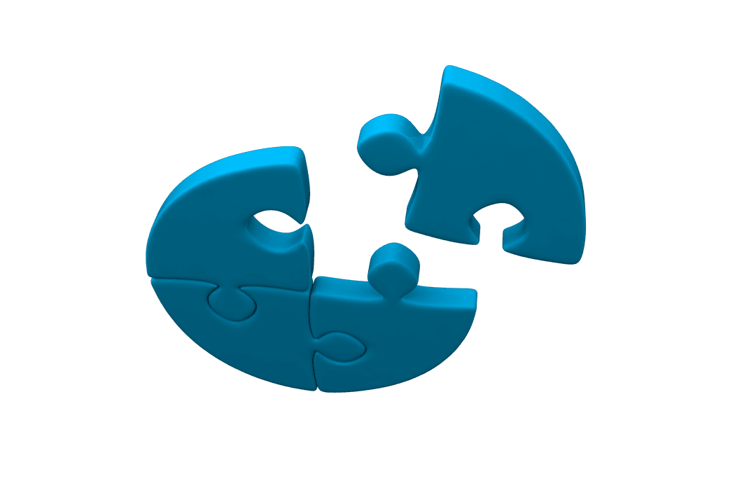 Digital Blue Puzzle Pieces Floating on Transparent Background