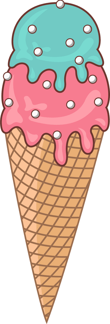 Cute Transparent Waffle Cone with Colorful Scoops