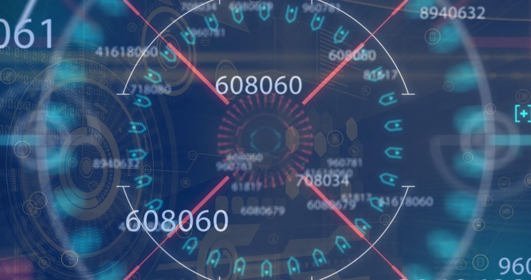 Futuristic digital interface with analytical data display