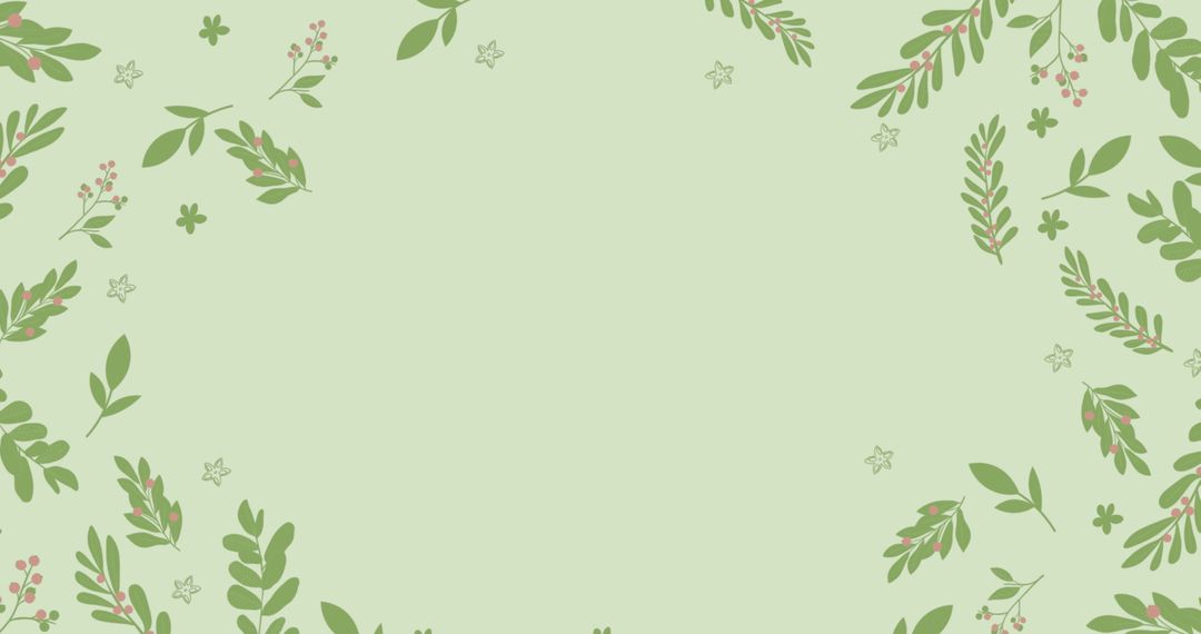 Leafy Green Background with Subtle Floral Accents