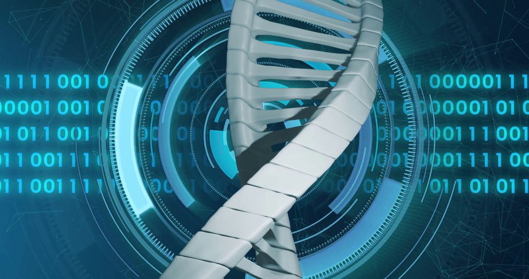 Futuristic DNA Strand Over Digital Binary Interface