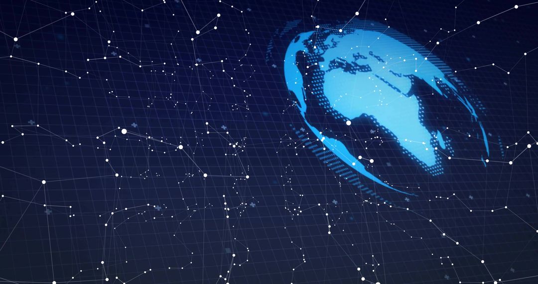Digital Earth Globe with Futuristic Blue Network Connections