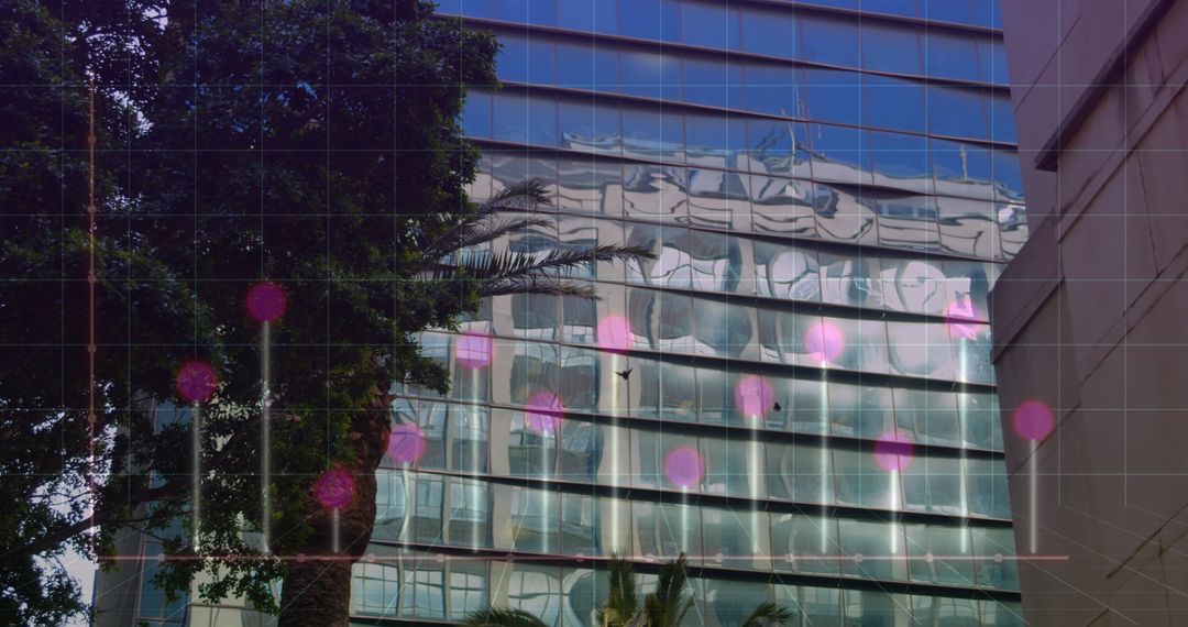 Digital Code Overlay on Modern City Architecture