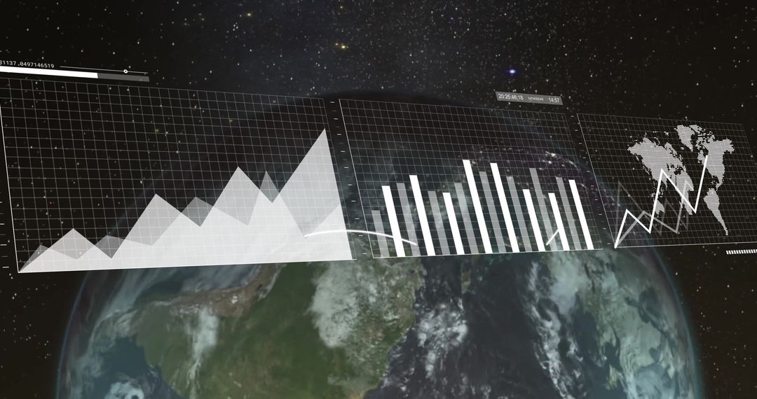 Data Processing Visualization Over Earth Globe